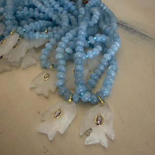 Delphine Fish Necklace – Natural Gemstone & White Quartz Fish Pendant