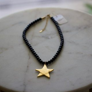 Starlit Nights Necklace – Black & Gold