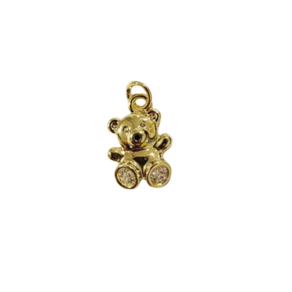 Sparkling Teddy Charm ~ 14k Gold Plated Brass Charm for Necklaces and Bracelets