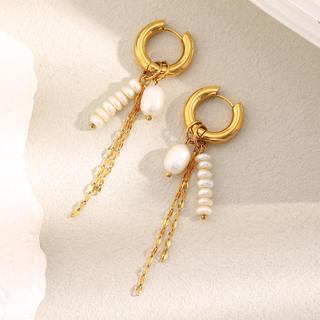 Marina Freshwater Pearl Dangle Hoop Earrings