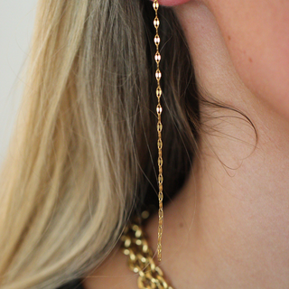 Dainty Marquise Chain Earrings 18k Gold Non Tarnish Water Resistant