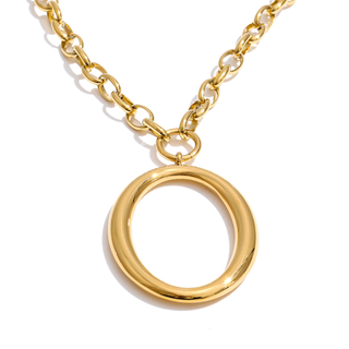 Halo Pendant Necklace 18K Gold Non Tarnish