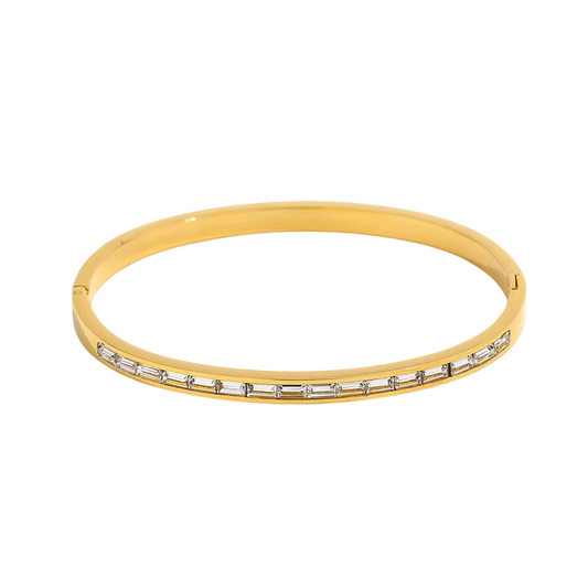 Baguette Bangle ~ 18k Gold-Plated Stainless Steel Bracelet