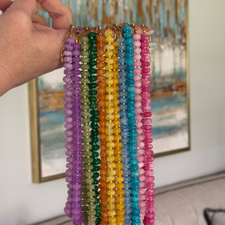 Color Crush Gemstone Necklace with polished bright round beads and stainless steel clasp