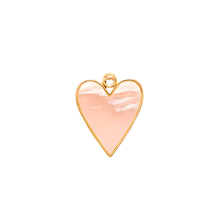 Mother of Pearl Heart Charm 14k Gold Plated Brass