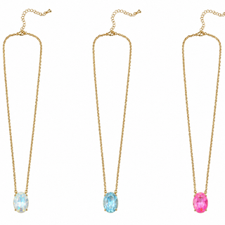 Opal Dream Oval Pendant Necklace 14K Gold Plated