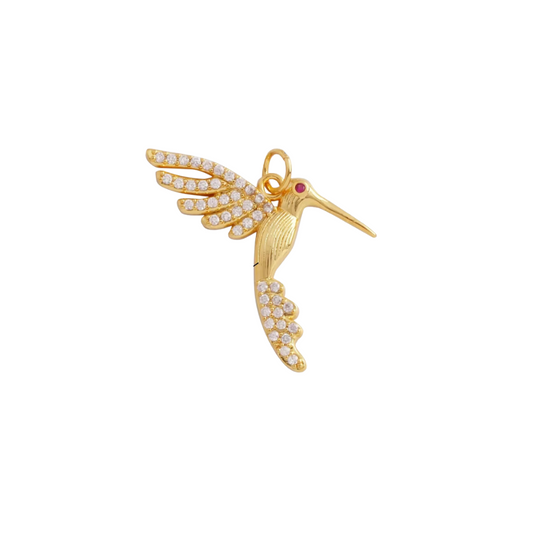 Fluttering Grace Hummingbird Charm ~ 14k Gold Plated Brass Charm for Necklaces and Bracelets