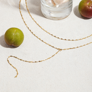 Dainty Marquise Lariat Necklace 18k Gold  Water Resistant