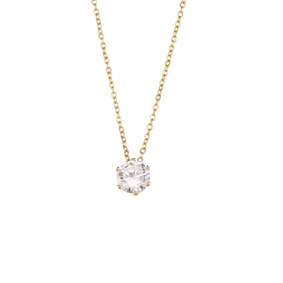 Diamond Drop Necklace - 10mm Round Stone Stainless Steel