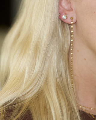 Dainty Marquise Chain Earrings 18k Gold Non Tarnish Water Resistant