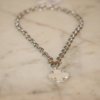 Cross Medallion Toggle Necklace – Gold or Silver