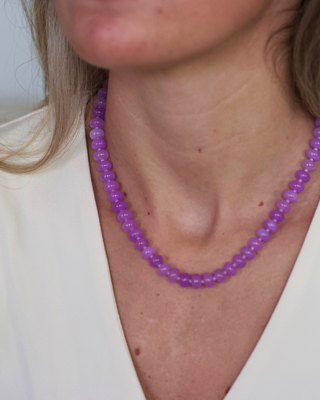 Violet Gemstone Necklace – Purple Natural Stone Beaded Necklace