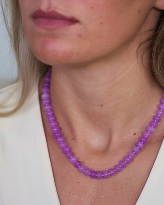 Violet Gemstone Necklace – Purple Natural Stone Beaded Necklace