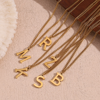 Initial Pendant Necklace – 18K Gold Waterproof Stainless Steel