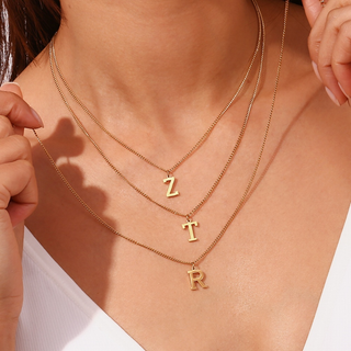 Initial Pendant Necklace – 18K Gold Waterproof Stainless Steel