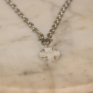 Cross Medallion Toggle Necklace – Gold or Silver