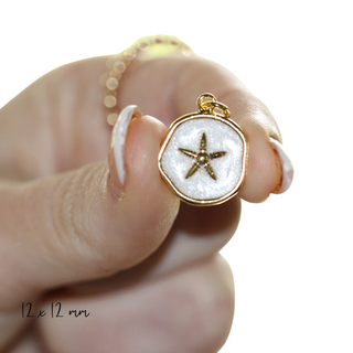 Golden Starfish ~ White Coin Charm ~ Deep South Originals