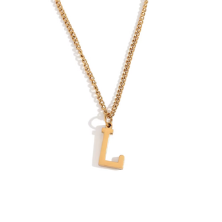 Initial Pendant Necklace – 18K Gold Waterproof Stainless Steel