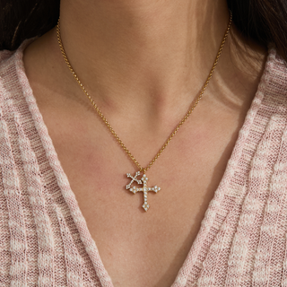 Crystal Cross Necklace | 18k Gold-Plated Stainless Steel