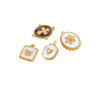 Ivory Icon Charm Collection gold-plated stainless steel charms with ivory enamel and symbolic designs