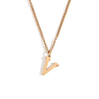 Initial Pendant Necklace – 18K Gold Waterproof Stainless Steel