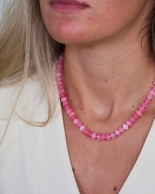 Rosie Gemstone Necklace – Pink Natural Stone Beaded Necklace