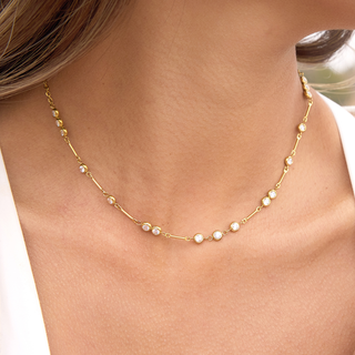 Christina Necklace 18K gold chain with clear crystal accents and polished finish
