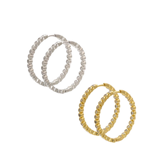 Bezeled Hoop Earrings ~ Stainless Steel Hoops in Gold and Silver