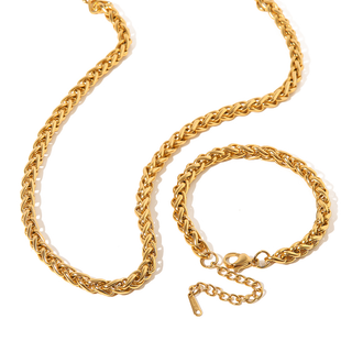 Celine Wheat Chain Necklace 18K gold polished woven rope-style chain non-tarnish