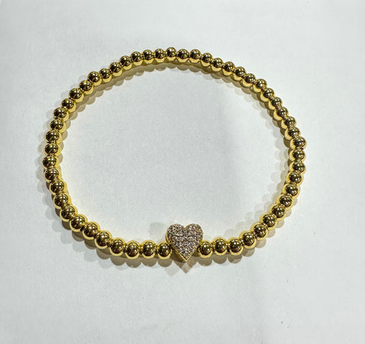 Pavé Heart Beaded Bracelet