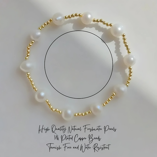 The Harper Bracelet ~ 18k Gold Plated Copper & Freshwater Pearl