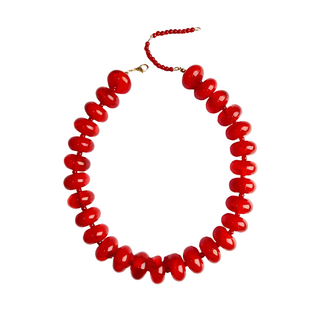 Bold Bentley Necklace with glossy oversized resin beads and stainless steel beaded extension in vibrant colors