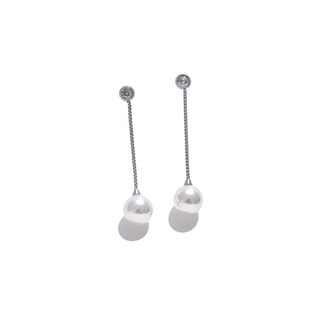 Bezel Pearl Drop Earrings – Stainless Steel