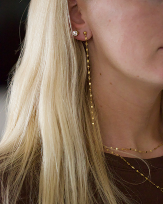 Dainty Marquise Chain Earrings 18k gold-plated lightweight drop earrings with delicate chain design