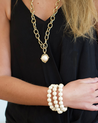 Charlotte Cotton Pearl Necklace – 30 Inch Statement Pearl Necklace
