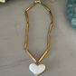 Gold Tube Heart Necklace