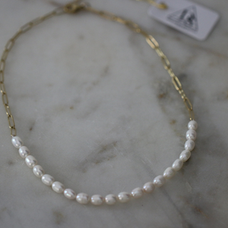 Delaney Pearl Chain Necklace