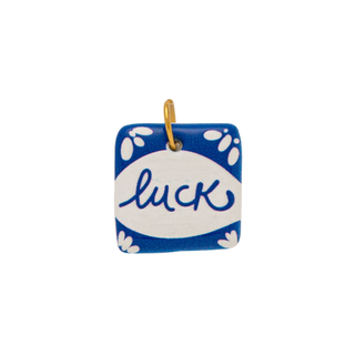 Ceramic Luck Charm - Handcrafted Ceramic - Blue Floral