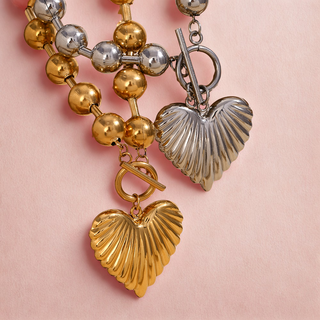 Beaded Heart Statement Necklace