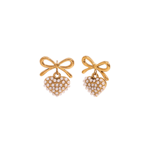 Caroline Heart Bow Earrings