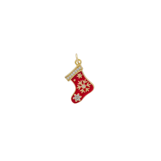 Jolly Stocking Charm ~ 14k Gold Plated Brass