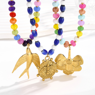 Colorful Marisol Charm Necklace with gold pendant and vibrant beads