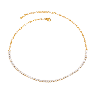 Monaco CZ Chain Necklace – 18k Gold 316L Stainless Steel