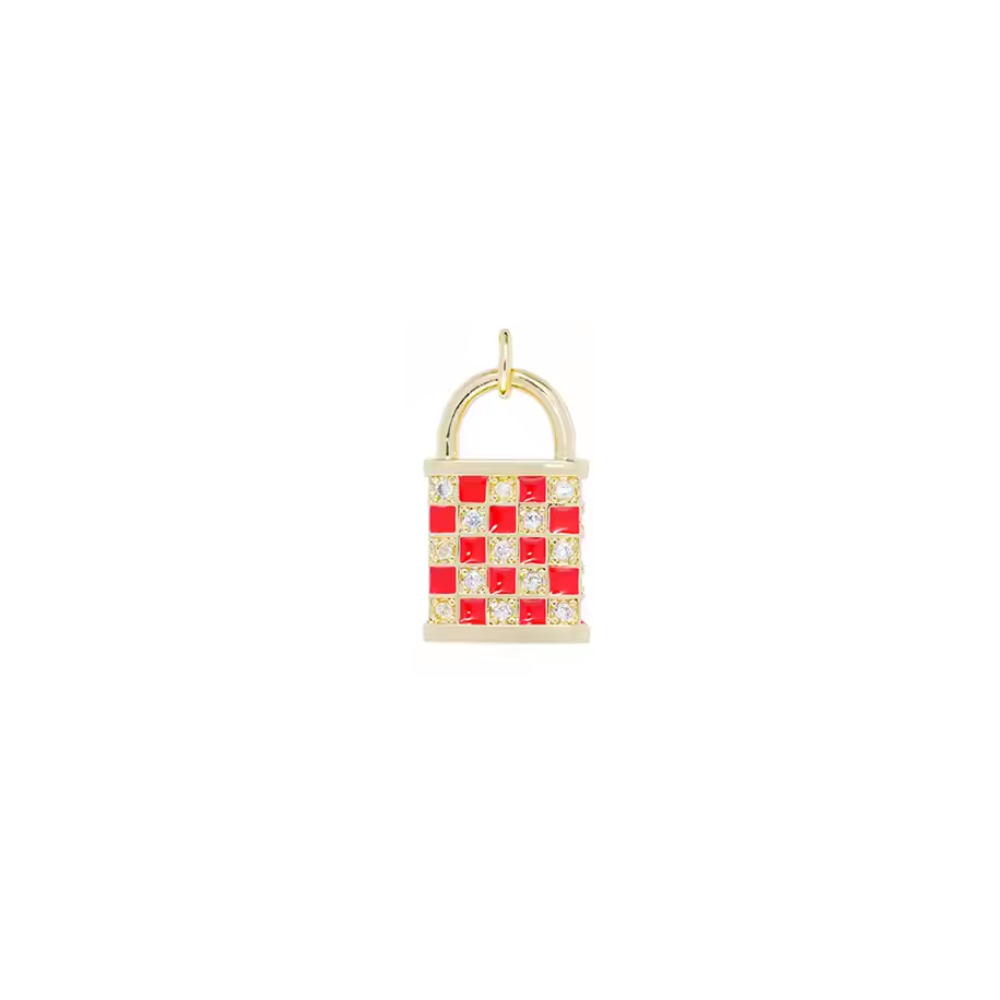 Red Checkered Lock Charm