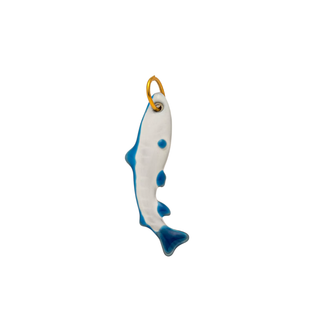Ceramic Fish Charm - Handcrafted Ceramic - Blue and White