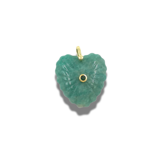 Carved Quartz Heart Charm Pendant – 14K Gold-Plated Brass