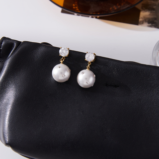 Pearl Drop Stud Earrings – Stainless Steel