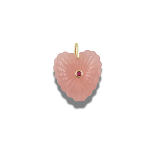 Carved Quartz Heart Charm Pendant – 14K Gold-Plated Brass