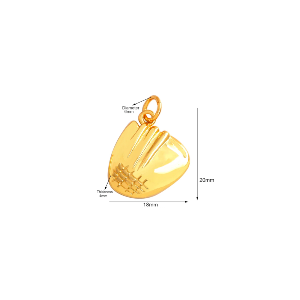 Gold Baseball Glove Charm ~ 14k Gold Plated Brass