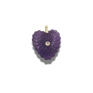 Carved Quartz Heart Charm Pendant – 14K Gold-Plated Brass